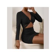  Sexy V-Neck Hollowed Out Women's Hip Skirt