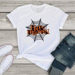 Spider Web Halloween Graphic Short Sleeve T Shirts