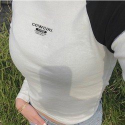 Color Blocking White Fitted Ladies Tops