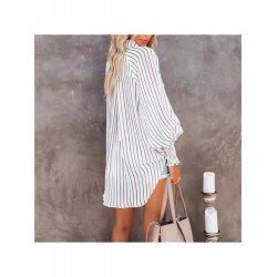 Temperament Lantern Sleeve Striped Women's Long Sleeve Shirt  Temperament Lantern Sleeve Striped Women's Long Sleeve Shirt