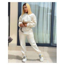 Casual Pure Color Zipper Women's Two-Piece Suit  Casual Pure Color Zipper Women's Two-Piece Suit