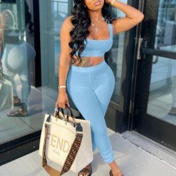 Backless Sleeveless White Matching Cropped Top And Trouser Sets