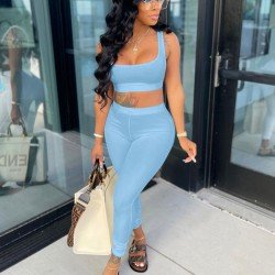 Backless Sleeveless White Matching Cropped Top And Trouser Sets