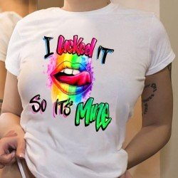 Rainbow Lips Graphic Summer T Shirts For Women
