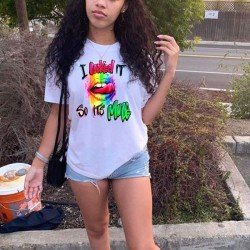 Rainbow Lips Graphic Summer T Shirts For Women