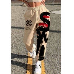 Stylish Elastic Waist Printed Women Jogger Trousers Stylish Elastic Waist Printed Women Jogger Trousers