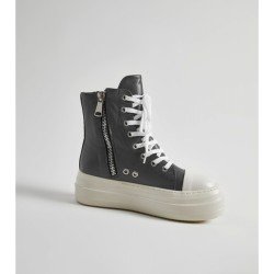 Zipper Platform Black Women Sneakers