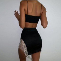  Nightclub Sleeveless Backless Top And Short Skirt Suits