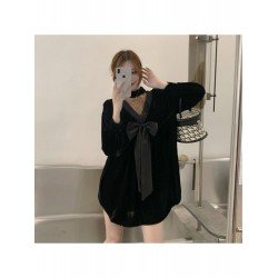 Gold Velvet Mesh Patchwork Bow Women's Dress  Gold Velvet Mesh Patchwork Bow Women's Dress