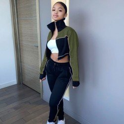 Color Blocking Tracksuit 2 Piece Outfit Sets