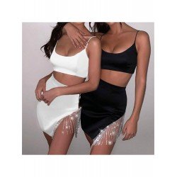 Nightclub Sleeveless Backless Top And Short Skirt Suits  Nightclub Sleeveless Backless Top And Short Skirt Suits