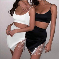  Nightclub Sleeveless Backless Top And Short Skirt Suits