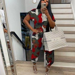  Camouflage Cut Out Matching 2 Piece Trouser Sets
