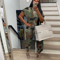  Camouflage Cut Out Matching 2 Piece Trouser Sets