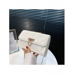  PU Rhombus Lattice Pure Color Chain Shoulder Bag
