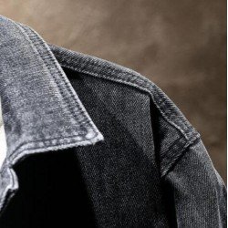 Autumn Single Button Letter Long Sleeve Denim Coat 