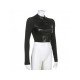  Street Chic Leather Mesh Patchwork Design Top