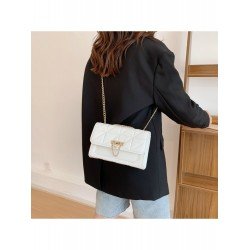  PU Rhombus Lattice Pure Color Chain Shoulder Bag