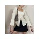  2024 Autumn U Neck Split Hem Women's Top