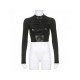  Street Chic Leather Mesh Patchwork Design Top