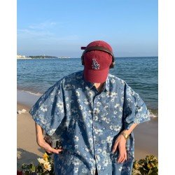 Casual Flower Pattern Pocket Loose Shirts For Men Casual Flower Pattern Pocket Loose Shirts For Men