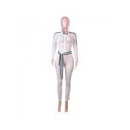 Women's Sexy Hollow Out Long-sleeved Hooded Jumpsuit