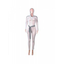 Women's Sexy Hollow Out Long-sleeved Hooded Jumpsuit Women's Sexy Hollow Out Long-sleeved Hooded Jumpsuit