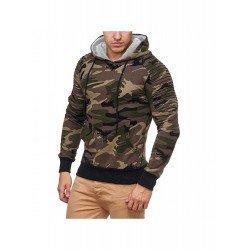 Men Ruched Camouflage Long Sleeve Hooded Collar Tops Men Ruched Camouflage Long Sleeve Hooded Collar Tops