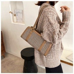  Fashion Houndstooth Shoulder Bag For Women