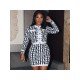  2024 Autumn Geometric Pattern Top And Short Skirt Suits