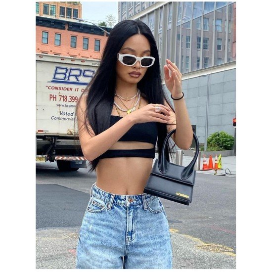  Fashion Pure Color Casual High Waist Women Jeans