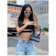  Fashion Pure Color Casual High Waist Women Jeans