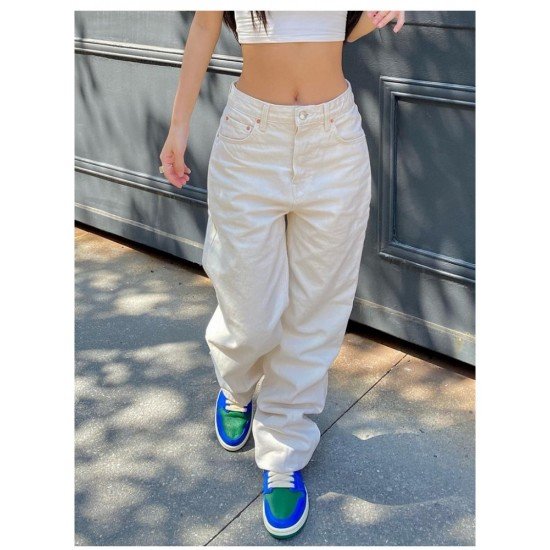  Fashion Pure Color Casual High Waist Women Jeans