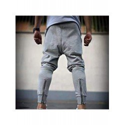 Sports Zip Hem Black Pencil Pants For Men Sports Zip Hem Black Pencil Pants For Men