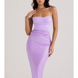  Pure Color Satin Backless Women's Sleeveless Dress