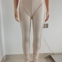  Skinny Pure Color Pleated Women's Long Pants