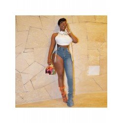 Designer Blue Patchwork Women Jean Pants Designer Blue Patchwork Women Jean Pants