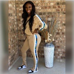  Fashion Patchwork Women's Trouser Two-Piece Suit