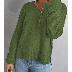  Pure Color V Neck Knitted Sweater