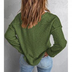  Pure Color V Neck Knitted Sweater