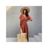 Casual Loose Printed Short Sleeve Maxi Dress