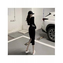 Pure Color Slim Long Sleeve Dress For Women  Pure Color Slim Long Sleeve Dress For Women