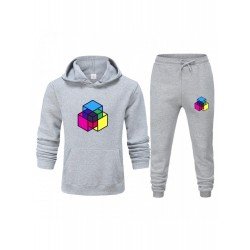 Casual Printed Hooded Men's Two-Piece Set  Casual Printed Hooded Men's Two-Piece Set