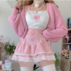  Sweet Pink Lace Cake Skirt For Girls