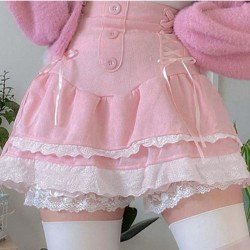 Sweet Pink Lace Cake Skirt For Girls