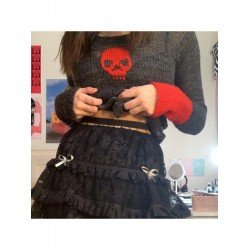  Casual Contrast Color Skull Women's Sweater