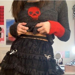  Casual Contrast Color Skull Women's Sweater