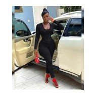  Pure Color Hooded Zipper Long Sleeve Trouser Suit