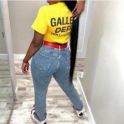 Stylish Printed Pencil Blue Jeans