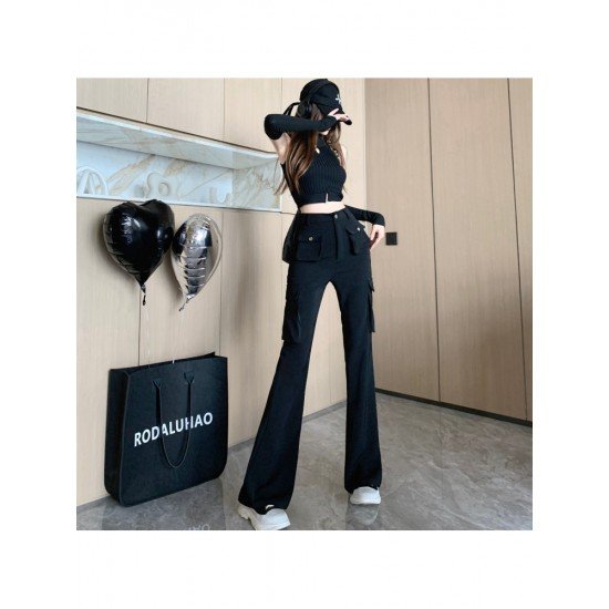  2024 Casual High Waist Women's Black Pants